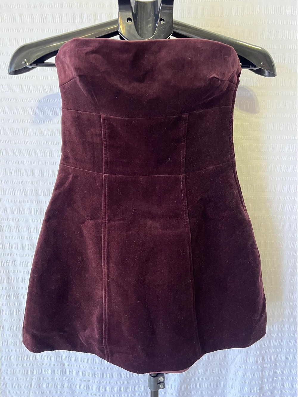 ZARA Burgundy Velvet Bow Mini Dress | Strapless | XS